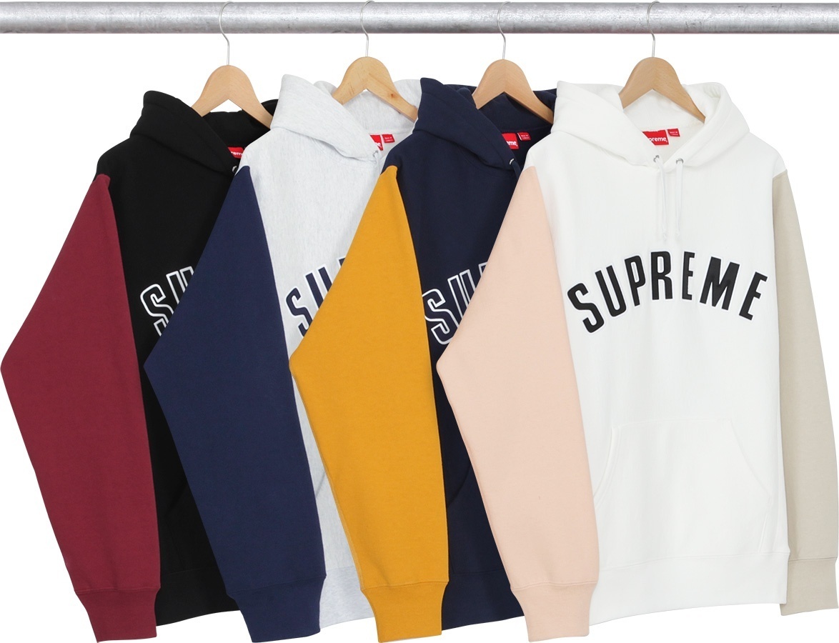 Color Blocked Arc Logo Hooded Sweatshirt
